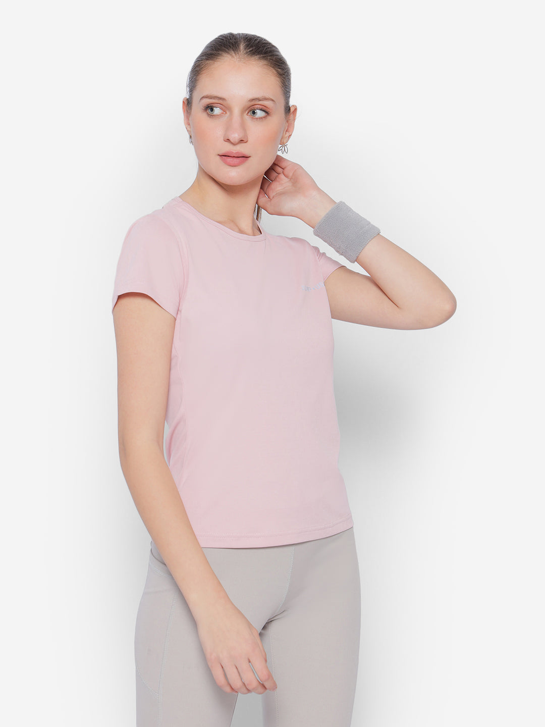 JUMP USA Yoga Women Solid Rapid Dry Cut Out Sustainable T-shirt