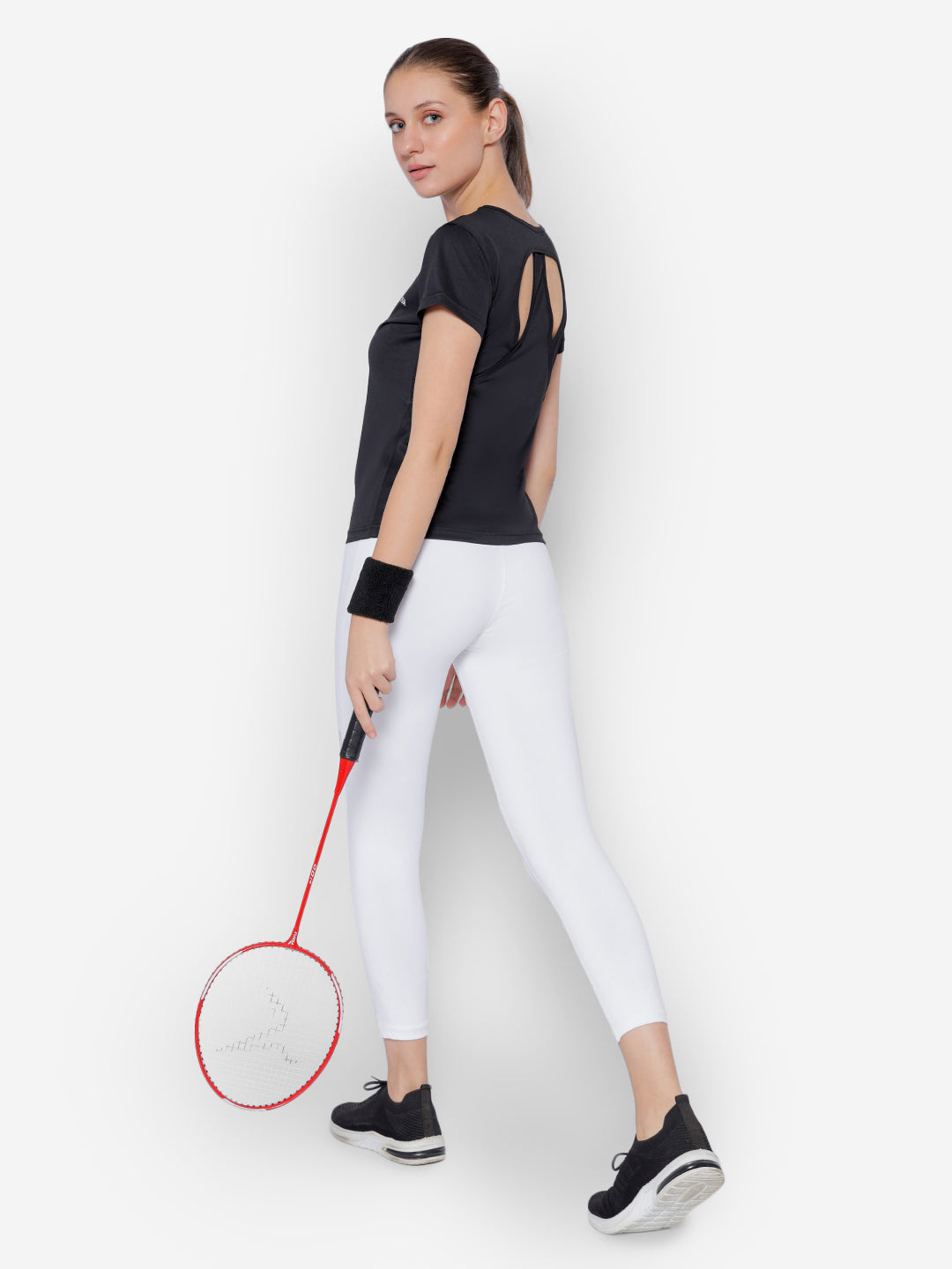 JUMP USA Yoga Women Solid Rapid Dry Cut Out Sustainable T-shirt