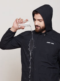 JUMP USA Men Black Hooded Rain Jacket - JUMP USA