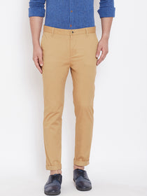 Men's Kakhi Stretch Washed Casual Tailored Fit Chinos - JUMP USA