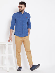 Men's Kakhi Stretch Washed Casual Tailored Fit Chinos - JUMP USA