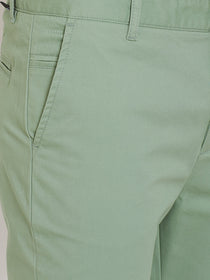 Men's Fern Green Stretch Washed Casual Tailored Fit Chinos - JUMP USA