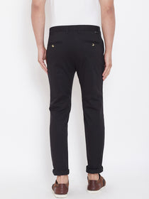 Men's Black Stretch Washed Casual Tailored Fit Chinos - JUMP USA
