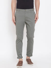 Men's Charcoal Stretch Washed Casual Tailored Fit Chinos - JUMP USA