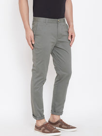 Men's Charcoal Stretch Washed Casual Tailored Fit Chinos - JUMP USA