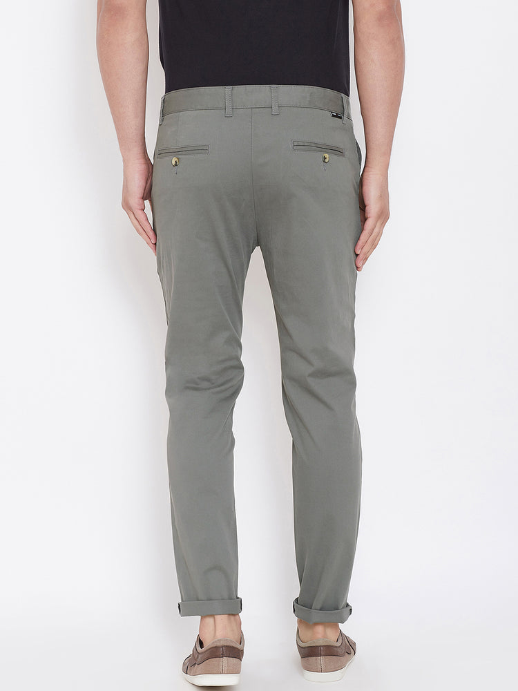 Men's Charcoal Stretch Washed Casual Tailored Fit Chinos - JUMP USA