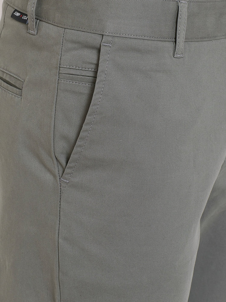 Men's Charcoal Stretch Washed Casual Tailored Fit Chinos - JUMP USA