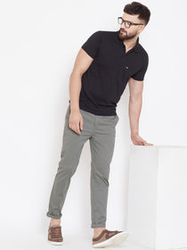 Men's Charcoal Stretch Washed Casual Tailored Fit Chinos - JUMP USA
