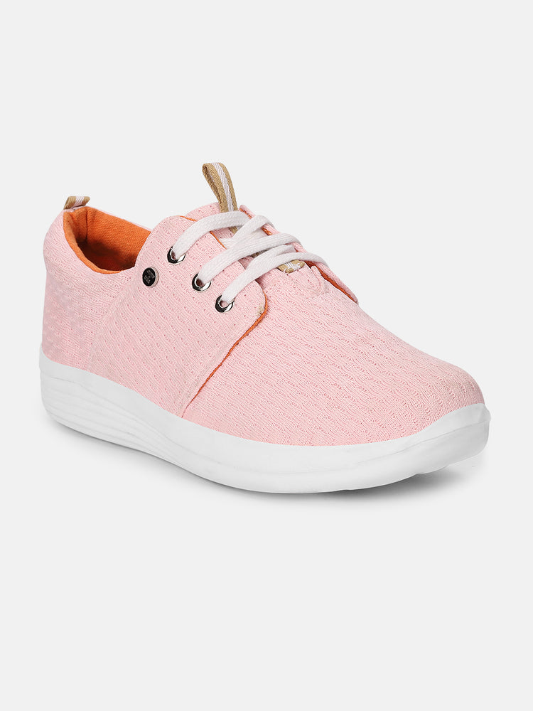 JUMP USA Women's Textured Pink Smart Casual Sneakers Shoes - JUMP USA