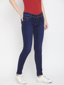 JUMP USA Women Dark Blue Slim Fit Mid-Rise Clean Look Stretchable Jeans - JUMP USA