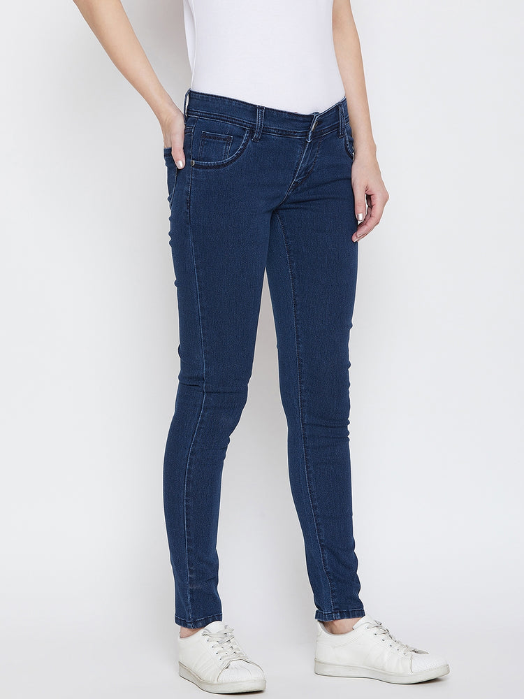 JUMP USA Women Blue Slim Fit Mid-Rise Clean Look Stretchable Jeans - JUMP USA