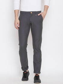 JUMP USA Men Grey Casual Slim Fit Solid Chinos - JUMP USA