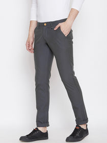JUMP USA Men Grey Casual Slim Fit Solid Chinos - JUMP USA