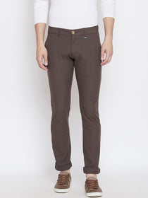 JUMP USA Men Brown Casual Slim Fit Solid Chinos - JUMP USA