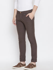 JUMP USA Men Brown Casual Slim Fit Solid Chinos - JUMP USA