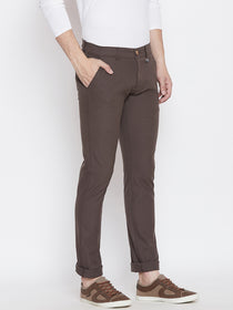 JUMP USA Men Brown Casual Slim Fit Solid Chinos - JUMP USA