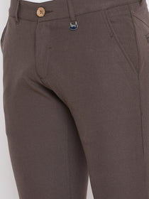 JUMP USA Men Brown Casual Slim Fit Solid Chinos - JUMP USA