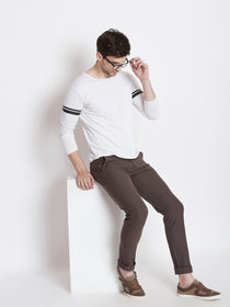 JUMP USA Men Brown Casual Slim Fit Solid Chinos - JUMP USA