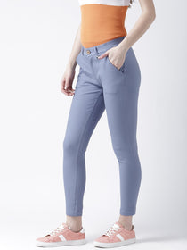 Women Blue Slim Fit Trouser - JUMP USA