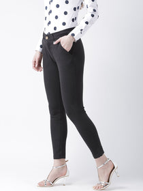 Women Black Slim Fit Trouser - JUMP USA