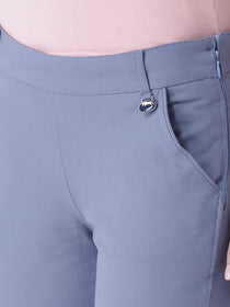 Women Blue Slim Fit Trouser - JUMP USA