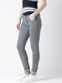 Women Grey Slim Fit Mid-Rise Clean Look Stretchable Jeans - JUMP USA
