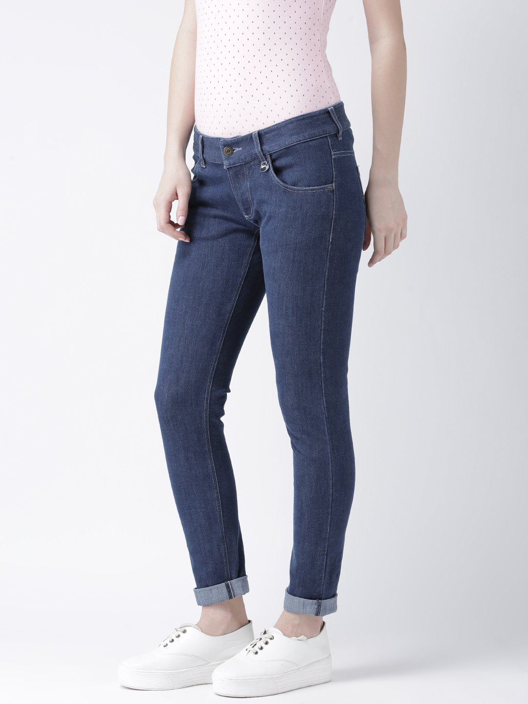 Women Blue Slim Fit Mid-Rise Clean Look Stretchable Jeans - JUMP USA