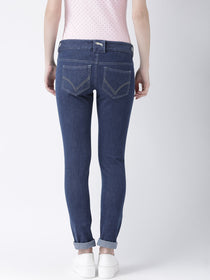 Women Blue Slim Fit Mid-Rise Clean Look Stretchable Jeans - JUMP USA