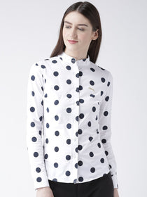 Women White Regular Fit Printed Casual Shirt - JUMP USA