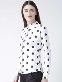 Women White Regular Fit Printed Casual Shirt - JUMP USA