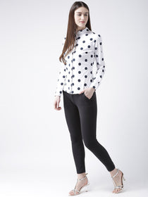 Women White Regular Fit Printed Casual Shirt - JUMP USA