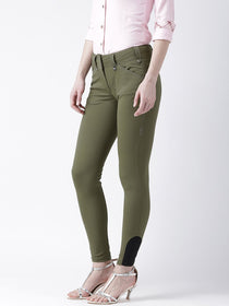 Women Olive Slim Fit Trouser - JUMP USA