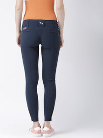Women Navy Blue Slim Fit Trouser - JUMP USA