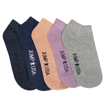 18SS161293-104-STD-JUMP-USA-Men's-Pack-of-5-Ankle-Length-socks-|-Men's-Casual-Socks-for-Everyday-Wear-Sweat-Proof,-Quick-Dry,-Padded-for-Extra-Comfort-|-Navy-Blue-Blue-Purple-Grey-Peach