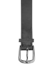 Men Black Solid Leather Belt - JUMP USA