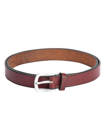 Men Brown Solid Leather Belt - JUMP USA