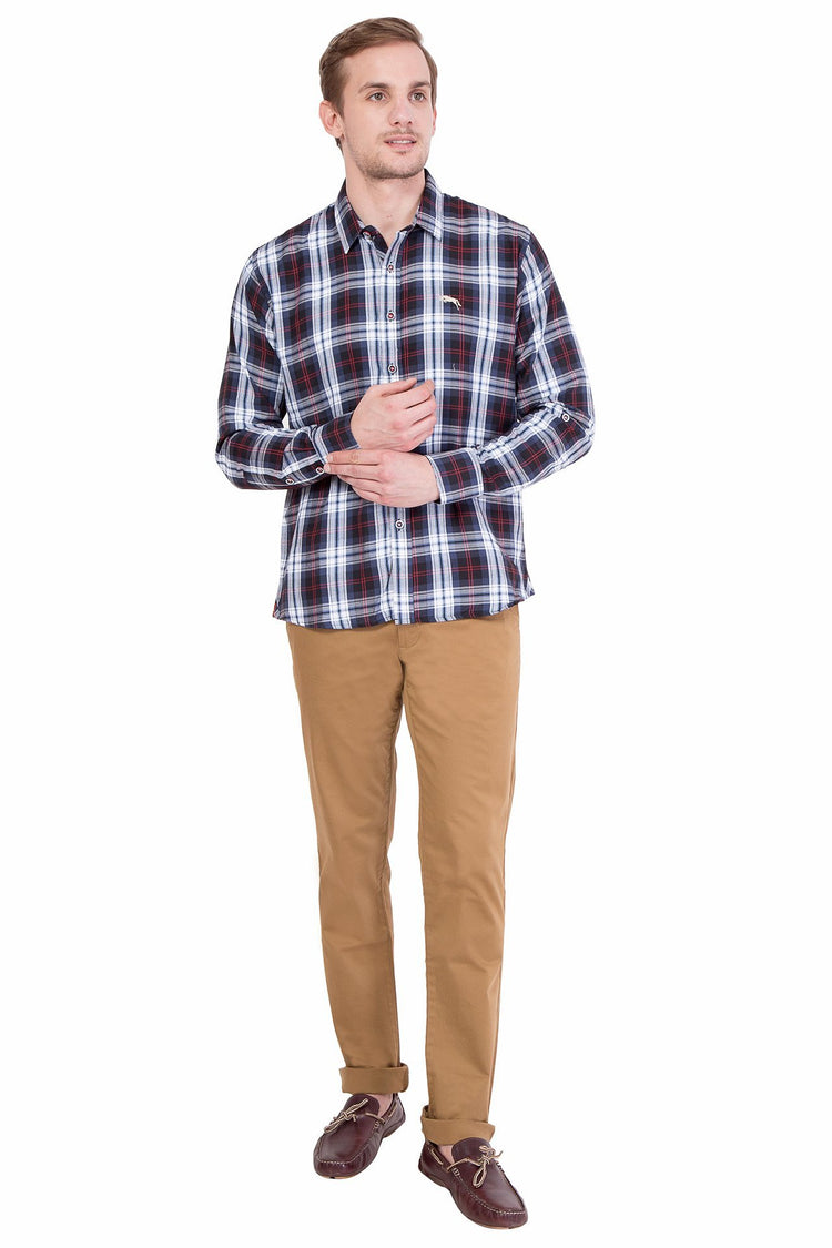 Relaxed Fit Black And Blue Check Casual Shirt - JUMP USA (1568785825834)