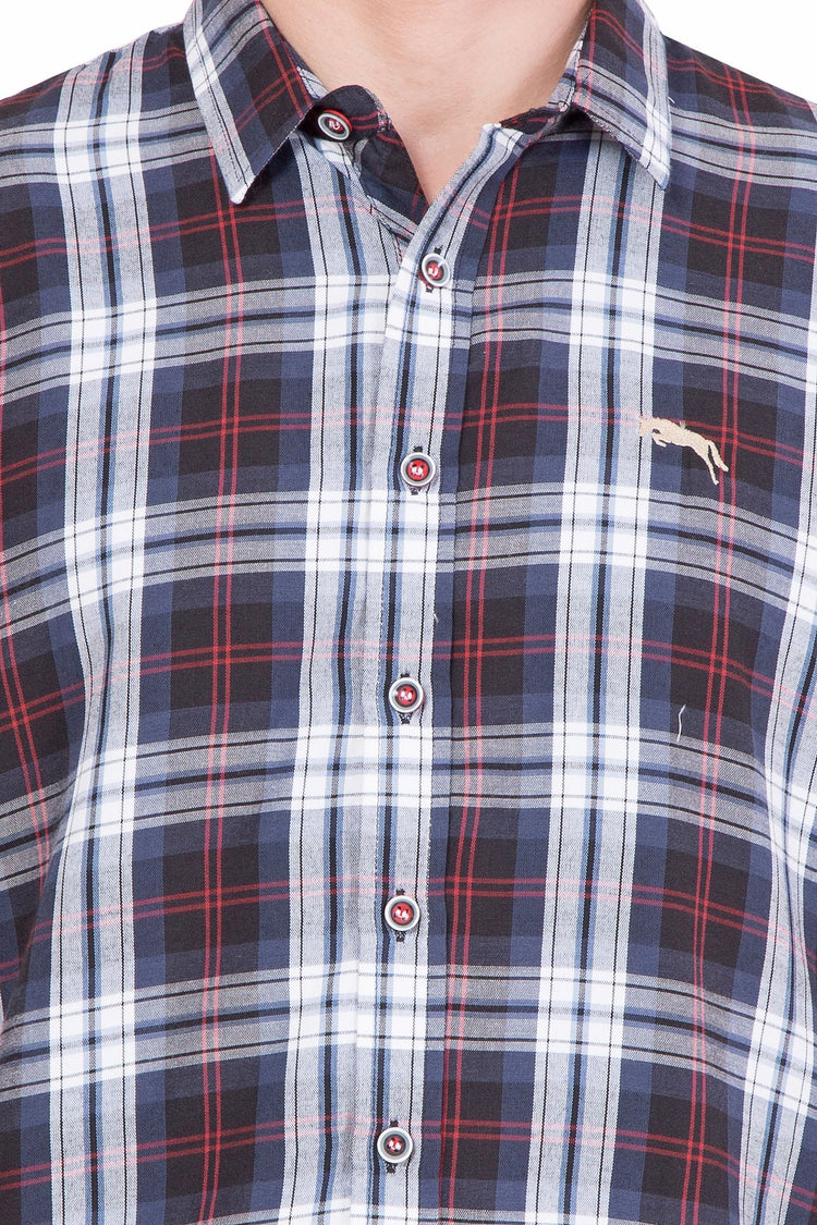 Relaxed Fit Black And Blue Check Casual Shirt - JUMP USA (1568785825834)