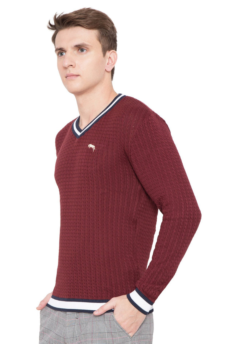 Men Regular Fit Cotton Casual Wine Lightweight Sweater - JUMP USA (1568778354730)