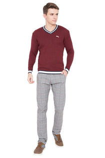 Men Regular Fit Cotton Casual Wine Lightweight Sweater - JUMP USA (1568778354730)
