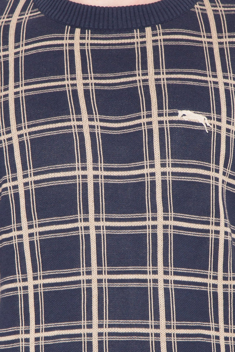 Men Regular Fit Cotton Casual Navy Lightweight Sweater - JUMP USA (1568778584106)