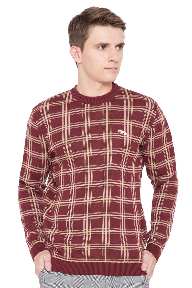Men Regular Fit Cotton Casual Wine Lightweight Sweater - JUMP USA (1568778813482)