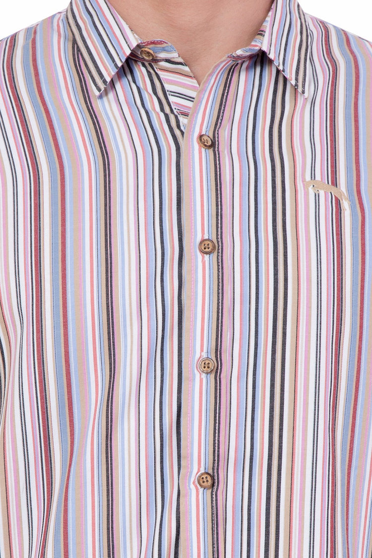 Relaxed Fit Long Sleeve Multi-Stripe Casual Shirt - JUMP USA (1568786251818)