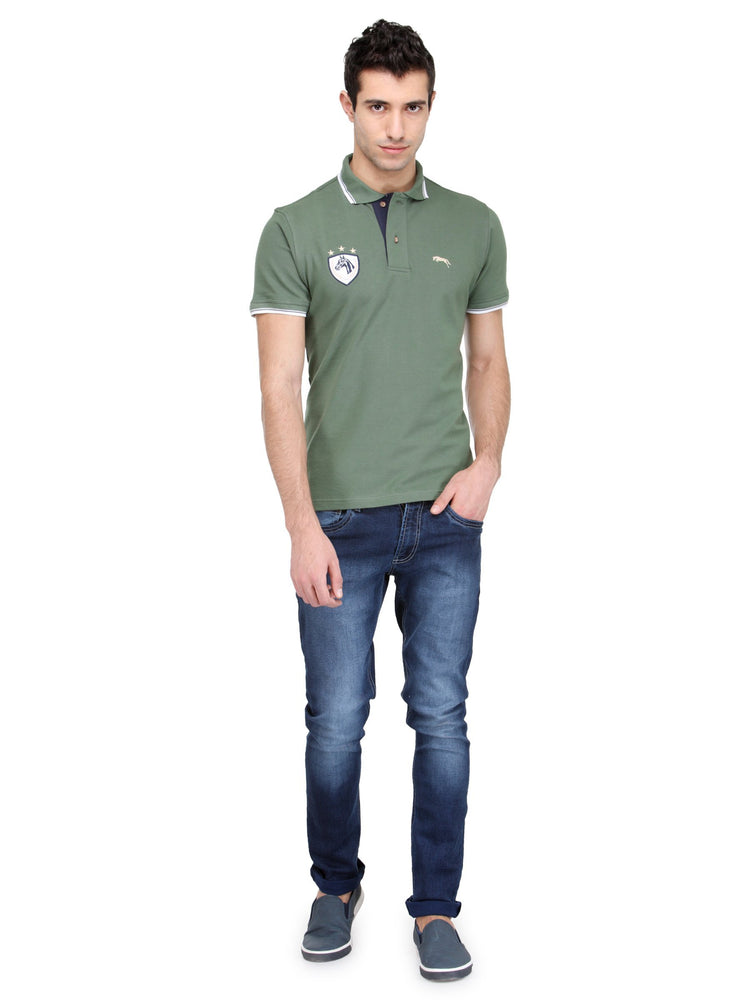Men Green Cotton & Spandex T-Shirt - JUMP USA (1568786907178)