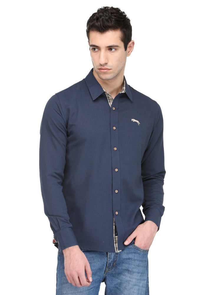 Men Electric Navy Bamboo Cotton & Micro Polyester Shirt - JUMP USA (1568787202090)