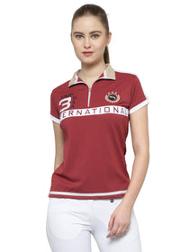 Women Red Short Sleeves T-Shirt - JUMP USA (1568789889066)