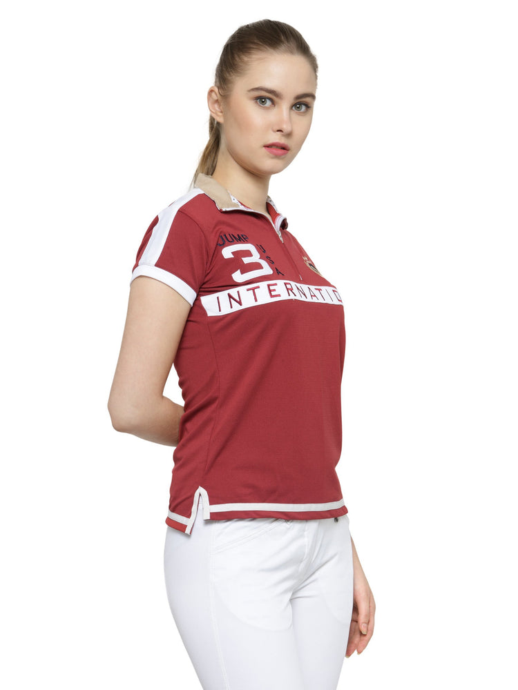 Women Red Short Sleeves T-Shirt - JUMP USA (1568789889066)