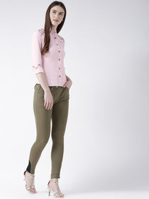 Women Pink Color Full Sleeve Shirt - JUMP USA (1568790741034)