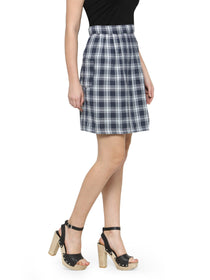 Women Checkered Above Knee Length Skirt - JUMP USA (1568791330858)