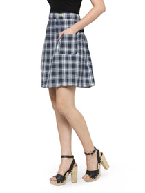 Women Checkered Above Knee Length Skirt - JUMP USA (1568791330858)